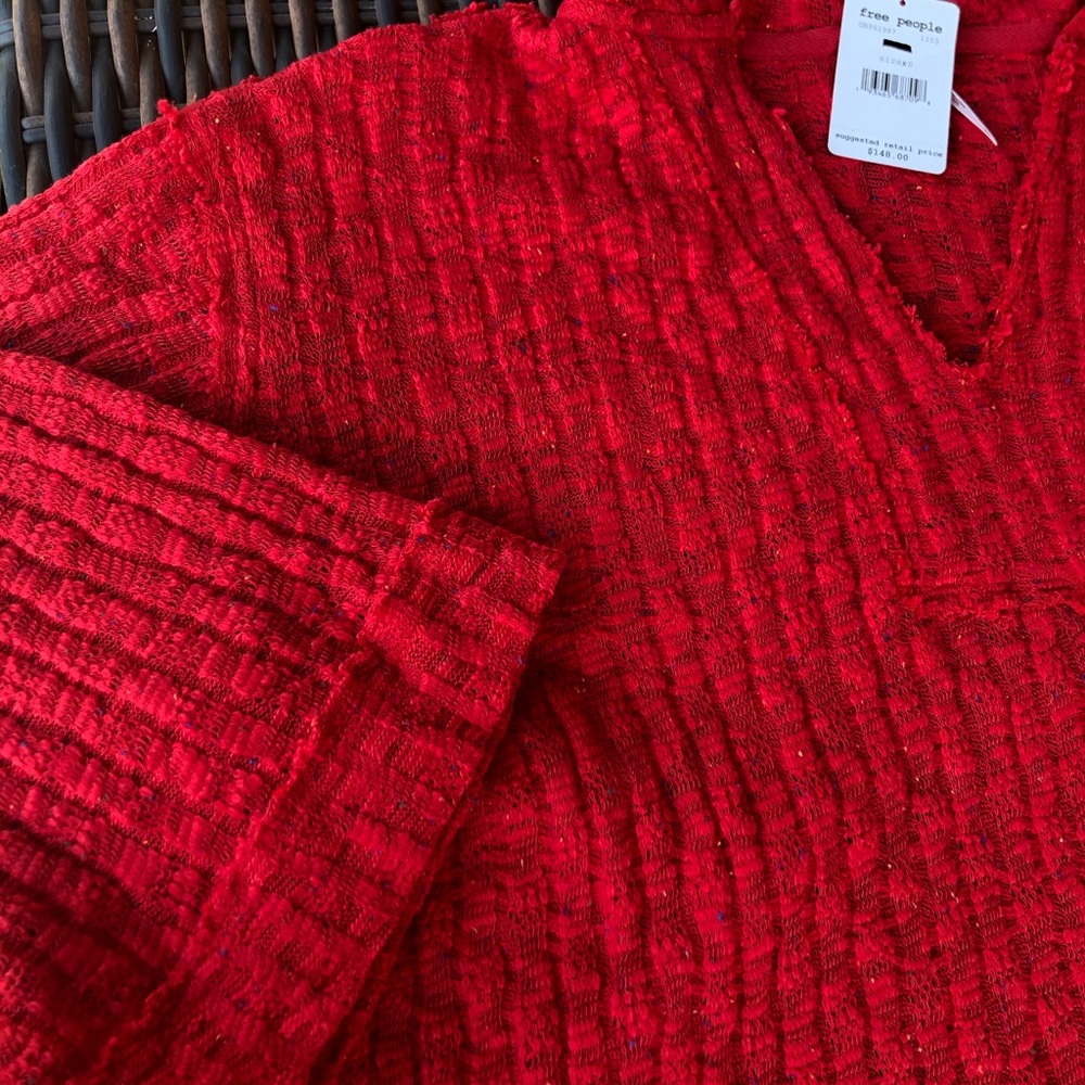 Free People Red Hooded Knit Sweater - Picture 12 of 15
